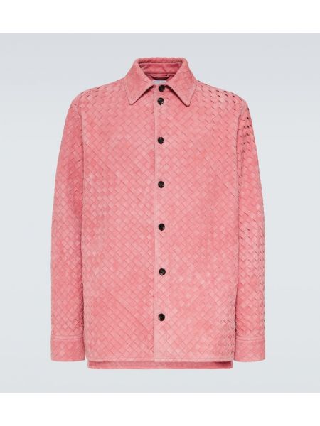 Μακρύ πουκάμισο σουέτ Bottega Veneta ροζ