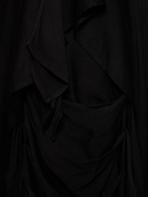 Asimetriškas midi sijonas satininis su raukiniais Yohji Yamamoto juoda