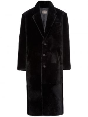 Кожено палто Prada черно