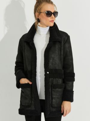 Nubuck παλτό Cool & Sexy μαύρο
