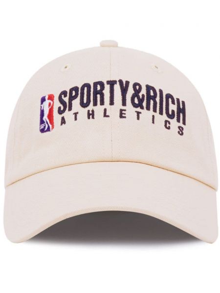 Памучна шапка с козирки бродирана Sporty & Rich бяло