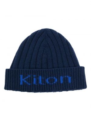 Kašmírová čiapka s výšivkou Kiton modrá