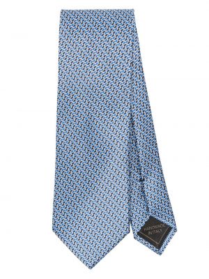 Hedvábná kravata s potiskem Brioni modrá