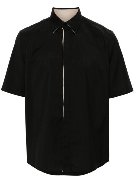 Μάλλινο πουκάμισο με τροπικά μοτίβα Low Brand μαύρο