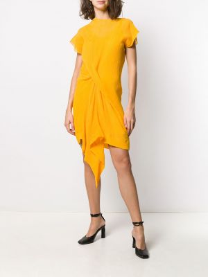 Vestido de tubo ajustado drapeado Nina Ricci amarillo