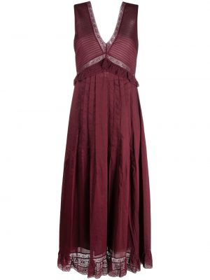 Bavlněné midi šaty bez rukávů s výstřihem do v See By Chloe - růžová