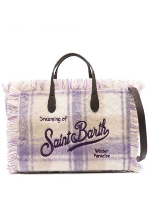 Shopper kabelka s výšivkou Mc2 Saint Barth fialová
