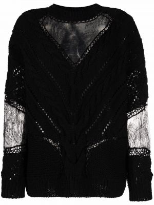 Пуловер с дантела Almaz черно