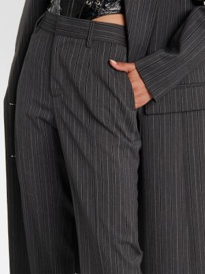 Pruhované rovné kalhoty s vysokým pasem Alessandra Rich šedé