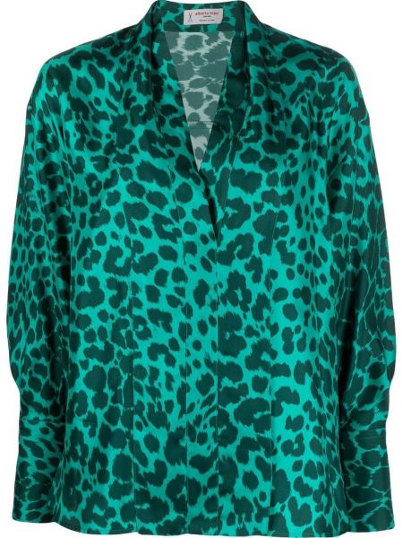 Raštuota šilkinė marškiniai leopardinė Alberto Biani