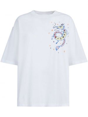 Kokvilnas t-krekls ar apdruku Marni balts