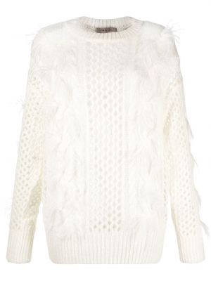 Pull en laine à plumes en alpaga Twinset blanc