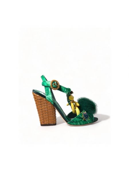 Sandały bez obcasa Dolce And Gabbana zielone