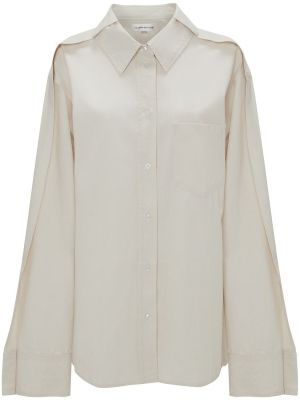 Πλισέ oversized βαμβακερό πουκάμισο τζιν Victoria Beckham λευκό