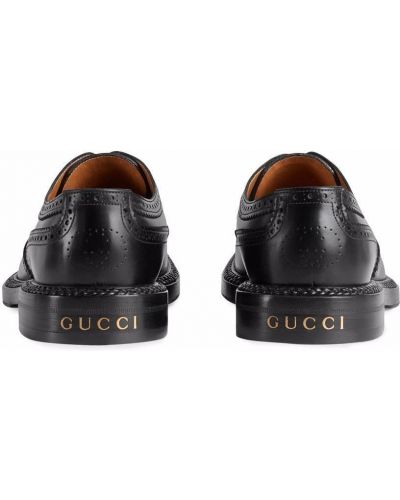 Brogsy sznurowane skórzane koronkowe Gucci czarne