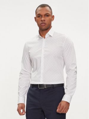 Slim fit priliehavá košeľa s potlačou Calvin Klein biela