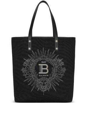 Shopper kabelka s výšivkou Balmain černá