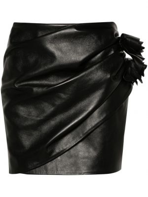 Kvetinová kožená sukňa Magda Butrym čierna