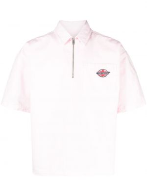 Lniane koszula z krótkim rękawkiem Heron Preston - różowy