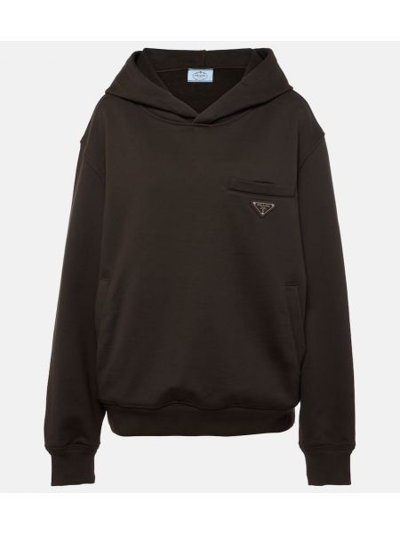 Överdimensionerad bomull hoodie Prada brun