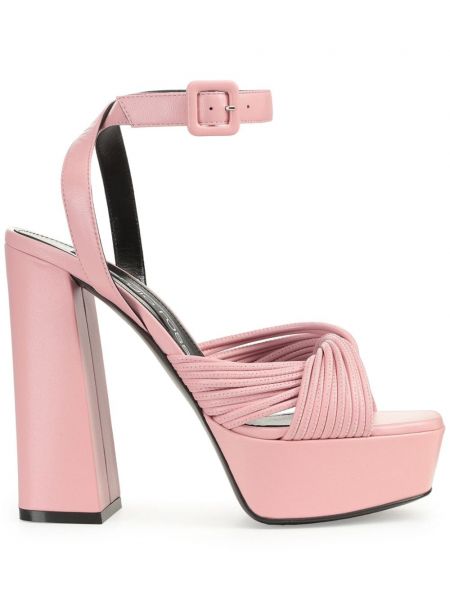 Кожени сандали на платформе Sergio Rossi розово