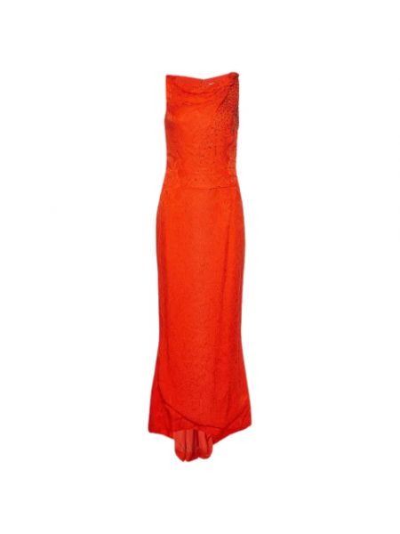 Jedwabna sukienka Carolina Herrera Pre-owned pomarańczowa