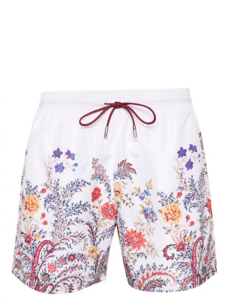 Mustriline lilleline lühikesed püksid Etro valge