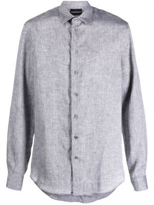 Lininė marškiniai Emporio Armani pilka