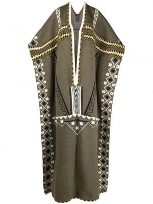 Vlněné pletené šaty s výstřihem do v Etro - zelená