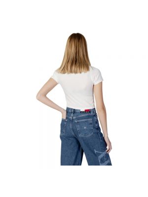 Camiseta de manga larga con estampado manga larga Tommy Jeans blanco