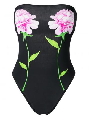 Raštuotas gėlėtas maudymosi kostiumėlis Cynthia Rowley juoda