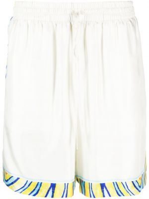 Hodvábne šortky s potlačou Casablanca biela