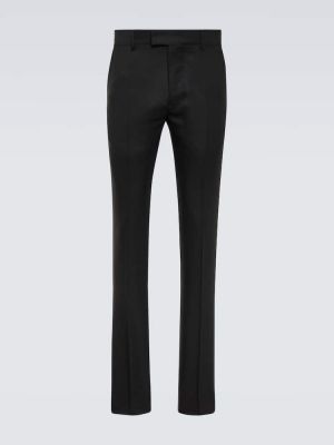 Slim fit vlnené klasické nohavice Ami Paris čierna