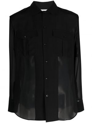 Przezroczysta jedwabna koszula Saint Laurent czarna