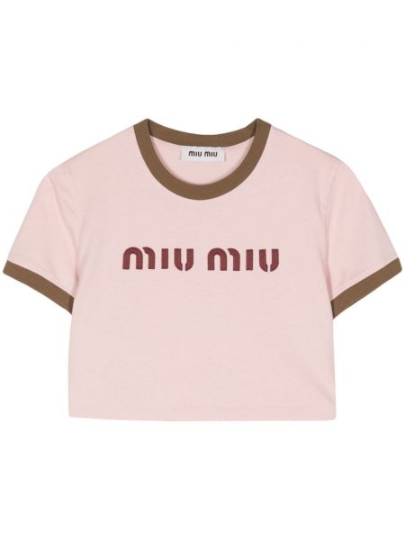 Koszulka z nadrukiem Miu Miu Pre-owned różowa