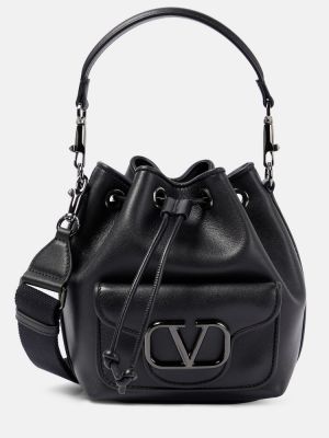 Kožená taška Valentino Garavani čierna