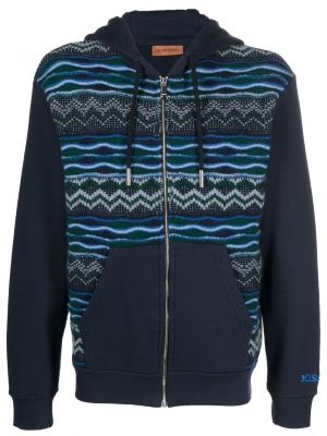 Пуловер с качулка с принт Missoni синьо