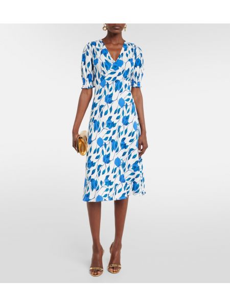 Платье миди с принтом из крепа Diane Von Furstenberg синее