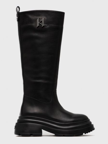 Usnjene škornji Karl Lagerfeld črna