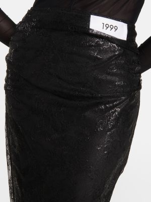 Długa spódnica z wysoką talią koronkowa Dolce&gabbana czarna