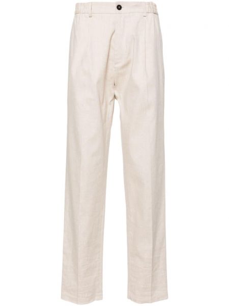 Pantalon droit en lin Cruciani beige