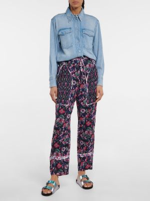Pantaloni cu picior drept cu model floral Marant Etoile