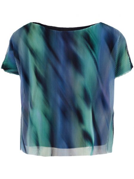 Plisirana majica s potiskom Armani Exchange modra
