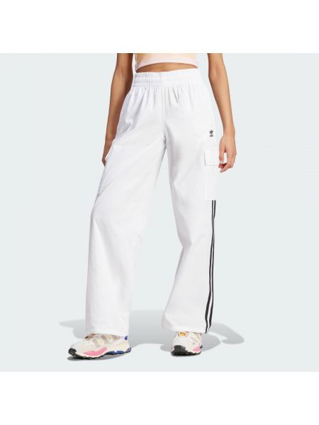 Spodnie cargo w paski Adidas białe