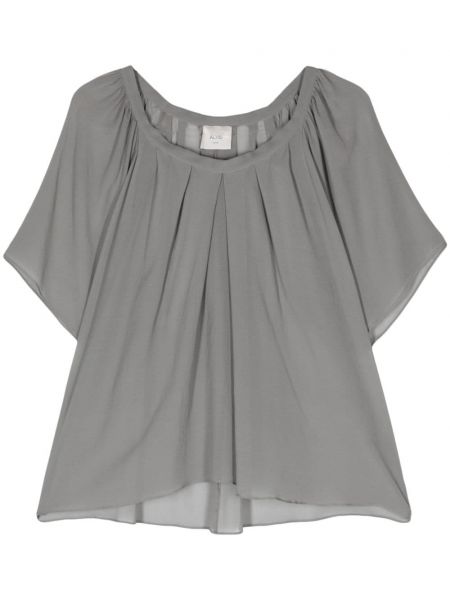 Плисирана копринена блуза Alysi сиво
