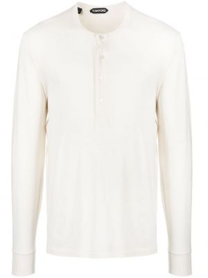 T-shirt con bottoni a maniche lunghe Tom Ford bianco