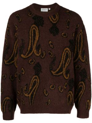 Žakárový svetr s paisley potiskem Carhartt Wip hnědý