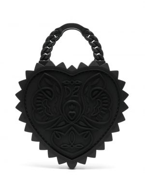 Shopper kabelka se srdcovým vzorem Dsquared2 černá