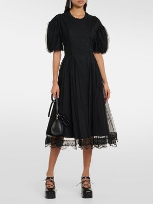 Βαμβακερή μίντι φόρεμα Simone Rocha μαύρο