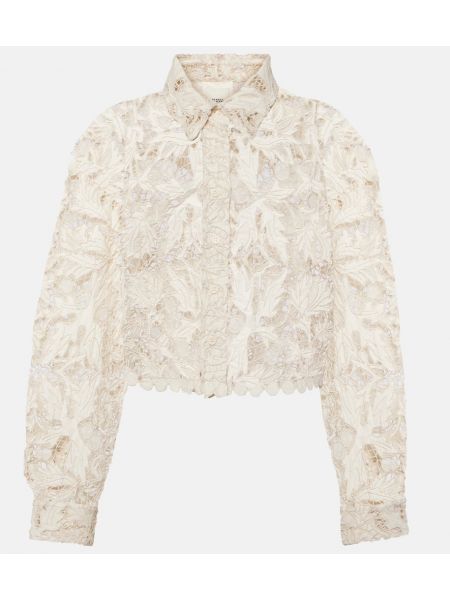 Nėriniuota medvilninė marškiniai Isabel Marant balta